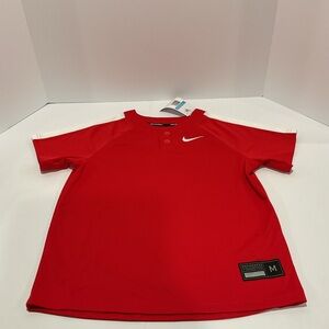 Nike Team Baseball Youth Jersey Red Short Sleeve Athletic Top Size M NWT Sample